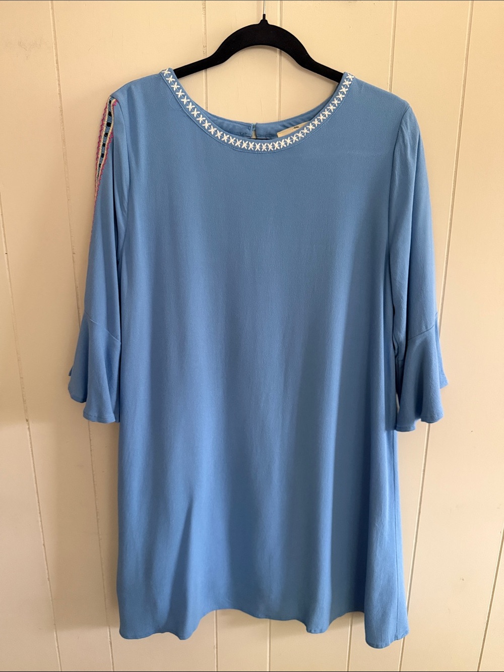 Entro Tunic Dress Flowy Size Medium Boho Minimalist Embroidery
